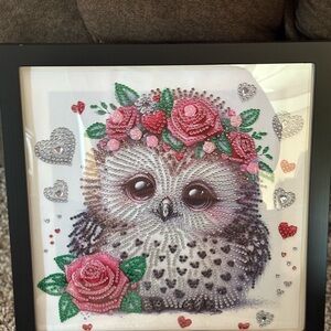 Floral Owl Picture Frame - Black